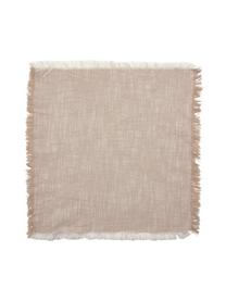 Stoffservietten Ivory mit Fransen, 4 Stück, 100 % Baumwolle, Beige, B 40 x L 40 cm
