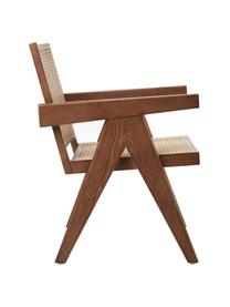Lounge fauteuil Sissi met Weens vlechtwerk, Frame: massief eikenhout, Zitvlak: rotan, Rotan, donker eikenhout, B 58 x H 66 cm