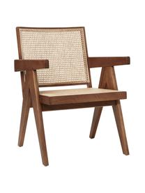 Loungesessel Sissi mit Wiener Geflecht, Gestell: Massives Eichenholz, Sitzfläche: Rattan, Rattan, dunkles Eichenholz, B 58 x T 66 cm