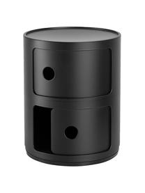 Mesa auxiliar de diseño Componibili, 2 módulos, Tecnopolímero termoplástico elaborado a partir de materiales industriales recicladados, certificado Greenguard, Negro mate, Ø 32 x Al 40 cm