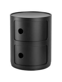 Mesa auxiliar de diseño Componibili, 2 módulos, Tecnopolímero termoplástico elaborado a partir de materiales industriales recicladados, certificado Greenguard, Negro mate, Ø 32 x Al 40 cm