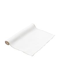 Chemin de table en lin avec passepoil Kennedy, 100 % lin lavé, certifié European Flax, Blanc, larg. 40 x long. 150 cm