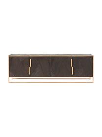 Komoda z litego drewna mangowego Harry, Korpus: lite drewno mangowe, laki, Stelaż: metal malowany proszkowo, Drewno mangowe, odcienie złotego, S 175 x W 45 cm