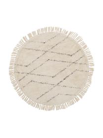 Tappeto rotondo in cotone taftato a mano con motivo rombi Bina, Retro: lattice, Beige, nero, Ø 200 cm
