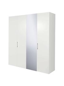 Draaideurkast Madison 4-deurs met spiegeldeur, inclusief montageservice, Frame: panelen op houtbasis, gel, Wit, met spiegeldeur, B 202 x H 230 cm