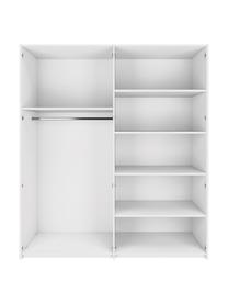 Draaideurkast Madison 4-deurs met spiegeldeur, inclusief montageservice, Frame: panelen op houtbasis, gel, Wit, met spiegeldeur, B 202 x H 230 cm