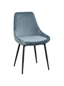Fluwelen stoelen Sierra in blauw, 2 stuks, Bekleding: polyester fluweel, Poten: gelakt metaal, Fluweel blauw, B 49 x D 55 cm