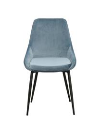 Sedia imbottita in velluto Sierra 2 pz, Rivestimento: velluto di poliestere Con, Gambe: metallo, verniciato, Velluto blu, Larg. 49 x Prof. 55 cm