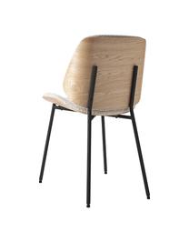 Chaises en bois rembourrées en tissu bouclé Tamara, 2 pièces, Tissu bouclé blanc, larg. 47 x prof. 60 cm