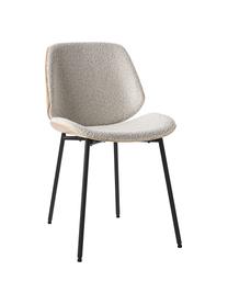 Chaises en bois rembourrées en tissu bouclé Tamara, 2 pièces, Tissu bouclé blanc, larg. 47 x prof. 60 cm
