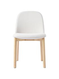 Krzesło tapicerowane z drewna jesionowego Julie, Tapicerka: 100% poliester Dzięki tka, Stelaż: drewno jesionowe z certyf, Beżowa tkanina, drewno jesionowe, S 47 x W 81 cm