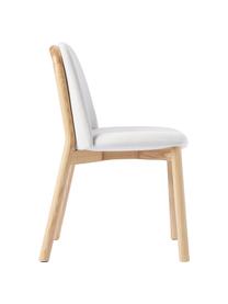 Chaise en bois avec rembourrage Julie, Tissu beige, clair bois de frêne, larg. 47 x haut. 81 cm
