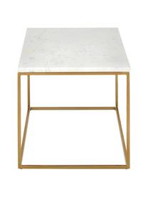 Tavolino da salotto con piano in marmo Alys, Struttura: metallo verniciato a polv, Bianco-grigio, dorato, Larg. 80 x Alt. 40 cm