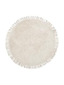 Tappeto rotondo in cotone taftato a mano con frange Daya, Bianco crema, Ø 120 cm (taglia S)