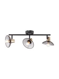 Retro-Deckenstrahler Gordon, Lampenschirm: Metall, Baldachin: Metall, Schwarz, Goldfarben, B 49 x H 18 cm