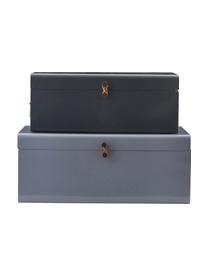 Aufbewahrungsboxen Manty, 2er-Set, Stahl, beschichtet, Dunkelblau, Hellblau, Set mit verschiedenen Größen