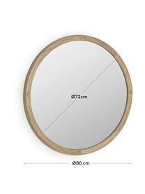 Specchio da parete rotondo con cornice in legno Alum, Cornice: legno mindi Superficie de, Legno lunare, Ø 100 x Prof. 4 cm
