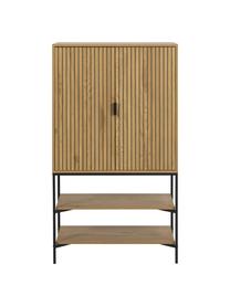 Rangement en bois façade nervurée Jaipur, Bois, noir, larg. 80 x haut. 140 cm