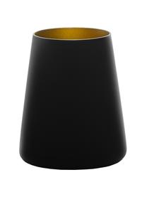 Kegelvormige kristallen cocktailglazen Power in zwart/goudkleurig, 6 stuks, Gecoat kristalglas, Zwart, goudkleurig, Ø 9 x H 10 cm, 380 ml