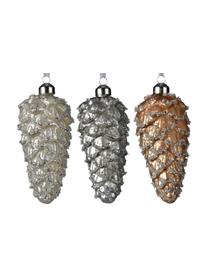 Baumanhänger Zapfen, 6 Stück, Beige, Silberfarben, Goldfarben, Ø 5 x H 12 cm