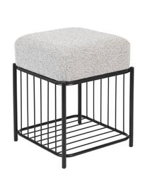 Taburete tapizado en tejido bouclé con estante Milou, Tapizado: 100% poliéster Alta resis, Estructura: tablero de fibra de densi, Bouclé gris claro, An 35 x Al 45 cm