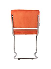 Sedia cantilever in velluto a coste Kink, Rivestimento: velluto a coste (88% nylo, Struttura: metallo, cromato, Velluto a coste arancione, cromato, Larg. 48 x Prof. 48 cm