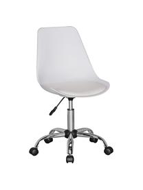 Chaise de bureau rotative avec assise rembourrée Sitz, Blanc, chrome, larg. 47 x prof. 46 cm