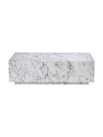 Mesa de centro en look mármol Lesley, Tablero de fibras de densidad media (MDF) recubierto en melanina, Aspecto mármol blanco brillante, An 120 x F 75 cm