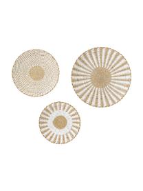 Wandobjekt-Set Tilda, 3-tlg., Metall, Naturfaser, Papier, Weiß, Beige, Set mit verschiedenen Größen