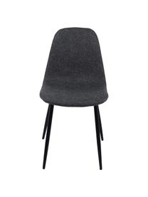 Chaise rembourrée Karla, 2 pièces, Tissu gris foncé, pieds noir, larg. 44 x prof. 53 cm