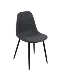 Gestoffeerde stoelen Karla in donkergrijs, 2 stuks, Bekleding: 100% polyester, Poten: metaal, Geweven stof donkergrijs, zwart, B 44 x D 53 cm