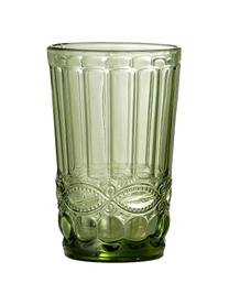 Wassergläser Florie in Grün im Landhausstil, 4 Stück, Glas, Grün, Ø 8 x H 13 cm, 350 ml