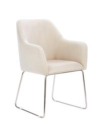 Sametová židle s područkami Isla, Samet krémově bílá, stříbrná, Š 58 cm, H 62 cm
