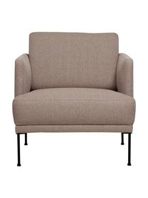 Fauteuil avec pieds en métal Fluente, Tissu taupe, larg. 74 x haut. 85 cm