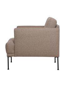 Fauteuil avec pieds en métal Fluente, Tissu taupe, larg. 74 x haut. 85 cm