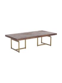 Tavolino da salotto con finitura in acacia Class, Gambe: acciaio rivestito, Legno d'acacia, ottonato, Larg. 120 x Alt. 35 cm