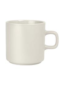Tasses à café à texture mate/brillante Pilar, 6 pièces, Céramique, Blanc crème, Ø 9 x haut. 9 cm, 250 ml