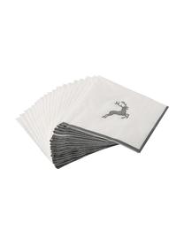 Serviette en papier Cerf Gris, 20 pièces, Papier, Blanc, gris, larg. 33 x long. 33 cm