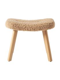 Stołek Teddy Wing, Tapicerka: 100% poliester (Teddy) Dz, Nogi: drewno brzozowe, Karmelowy Teddy, drewno brzozowe, S 50 x W 41 cm
