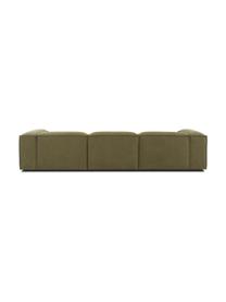 Modulaire sofa Lennon (4-zits) met voetenbank in groen, Bekleding: 100 % polyester Met 115.0, Frame: massief grenenhout, FSC-g, Poten: kunststof, Geweven stof groen, B 327 x D 207 cm