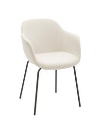 Židle s područkami s úzkým skořepinovým sedákem Fiji, Krémově bílá, černá, Š 58 cm, H 56 cm