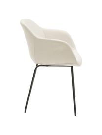 Židle s područkami s úzkým skořepinovým sedákem Fiji, Krémově bílá, černá, Š 58 cm, H 56 cm