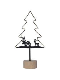 LED-Leuchtobjekt Glimta, Gestell: Metall, beschichtet, Sockel: Holz, Schwarz, Helles Holz, B 21 x H 40 cm