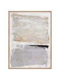 Handbeschilderde canvasdoek Scenario met houten frame, Lijst: eikenhout, Beige, grijs, B 92 x H 120 cm