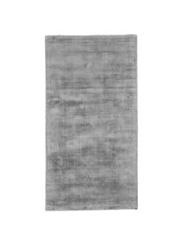 Handgeweven viscose vloerkleed Jane in grijs, Onderzijde: 100% katoen, Grijs, B 160 x L 230 cm (maat M)