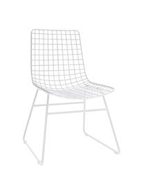 Chaise en métal Wire, Métal, revêtement par poudre, Blanc, larg. 47 x prof. 54 cm