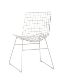 Chaise en métal Wire, Métal, revêtement par poudre, Blanc, larg. 47 x prof. 54 cm