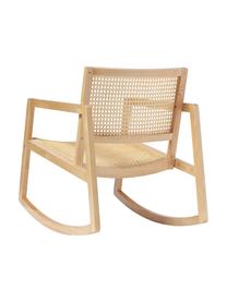Fotel bujany z drewna jesionowego z rattanowym splotem Craig, Stelaż: lite drewno jesionowe, Drewno jesionowe, S 58 x W 78 cm