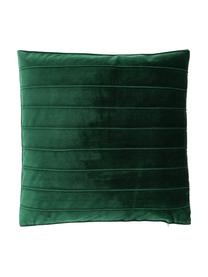 Federa arredo in velluto verde scuro con motivo strutturato Lola, Velluto (100% poliestere), Verde, Larg. 50 x Lung. 50 cm
