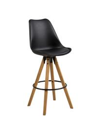 Chaises de bar Dima, 2 pièces, Noir, bois d'hévéa, larg. 49 x haut. 112 cm